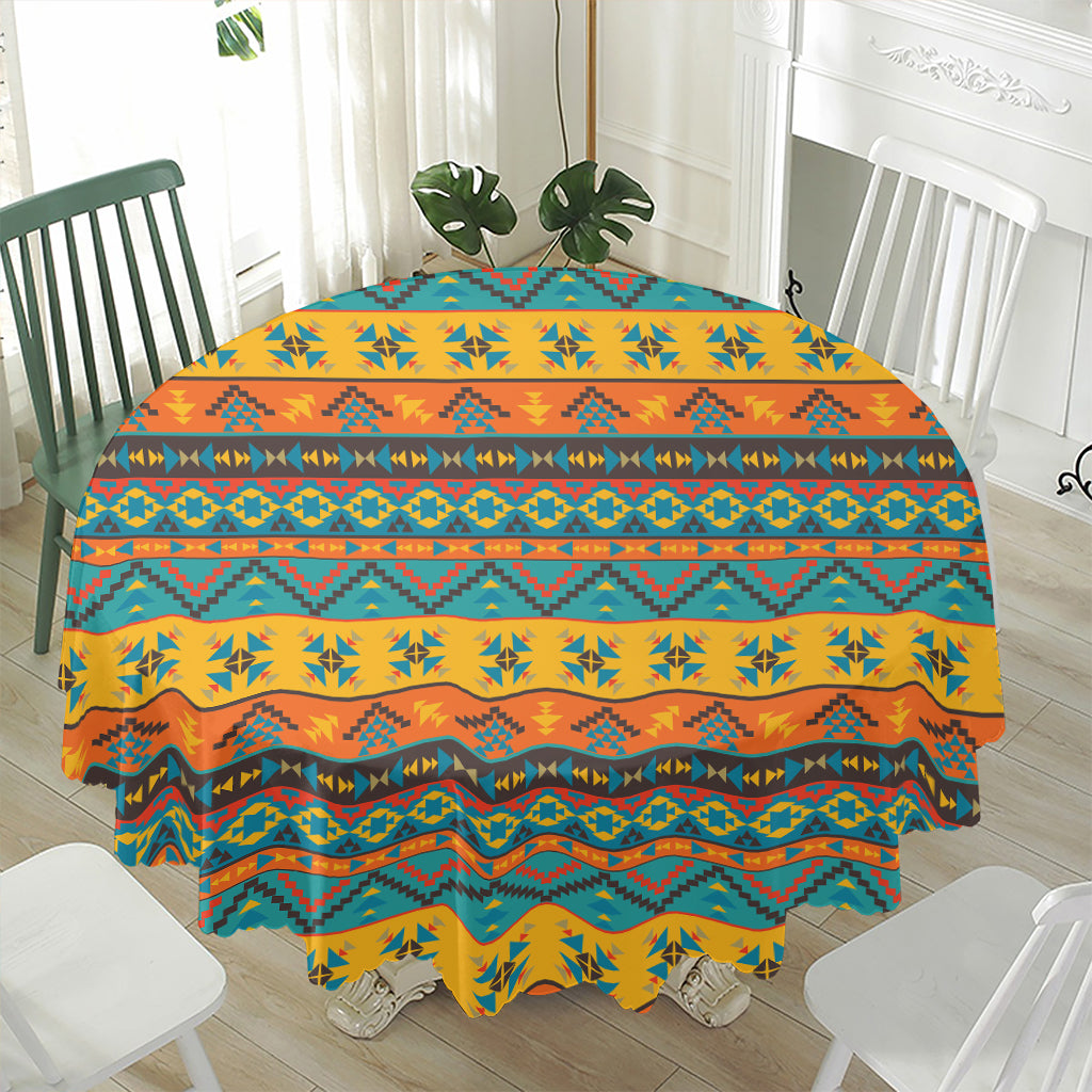 Native Indian Inspired Pattern Print Waterproof Round Tablecloth