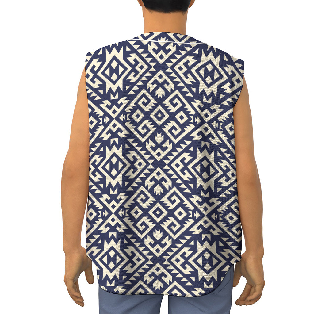 Native Indian Navajo Pattern Print Sleeveless Baseball Jersey