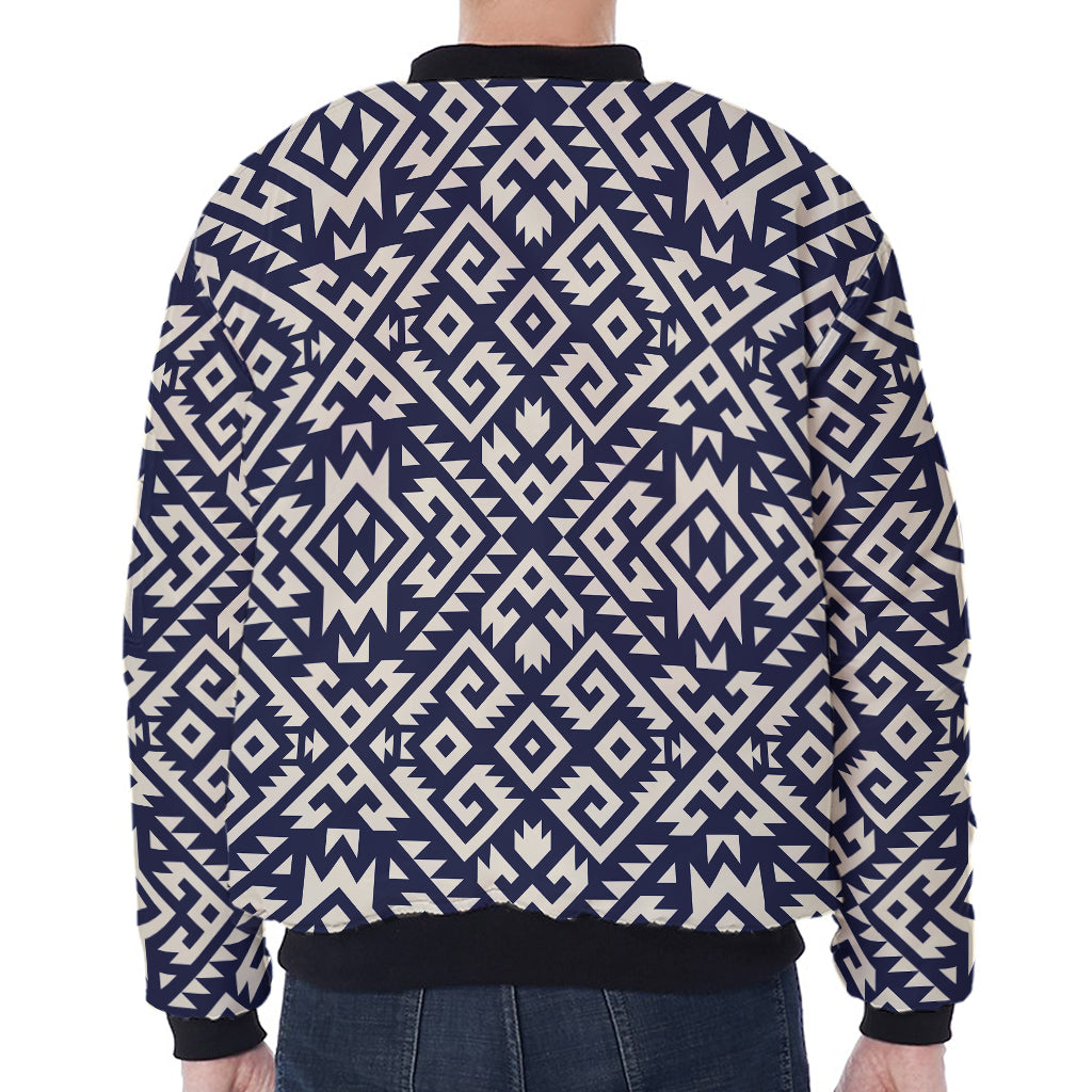 Native Indian Navajo Pattern Print Zip Sleeve Bomber Jacket