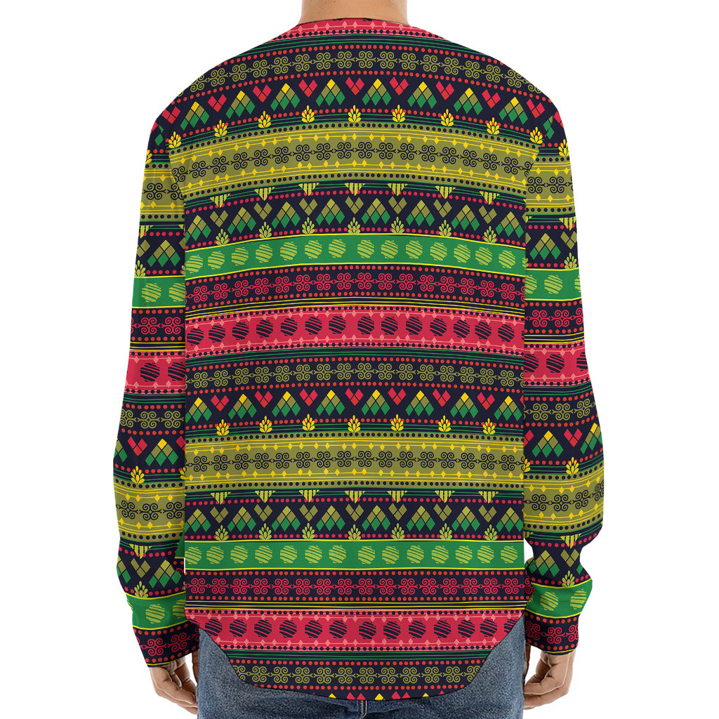 Native Indian Tribal Pattern Print Long Sleeve Baseball Jersey