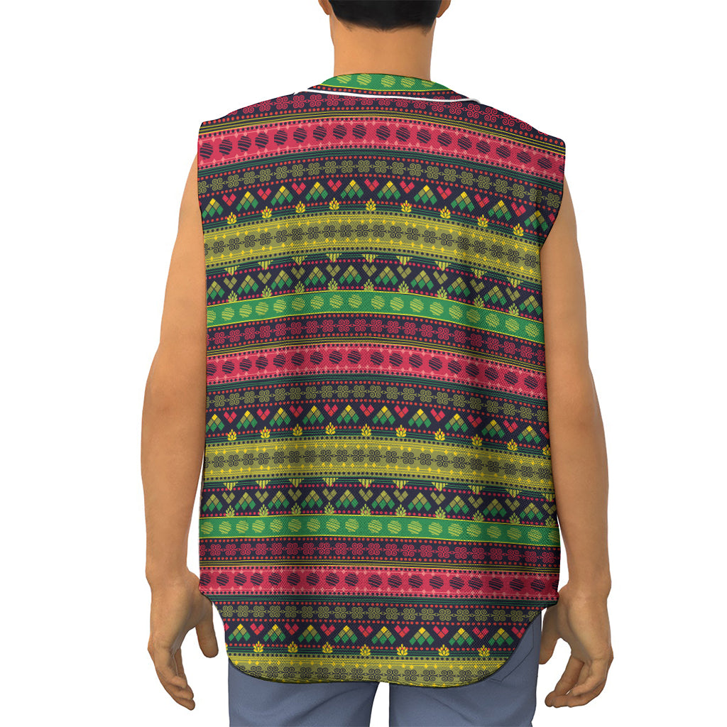 Native Indian Tribal Pattern Print Sleeveless Baseball Jersey