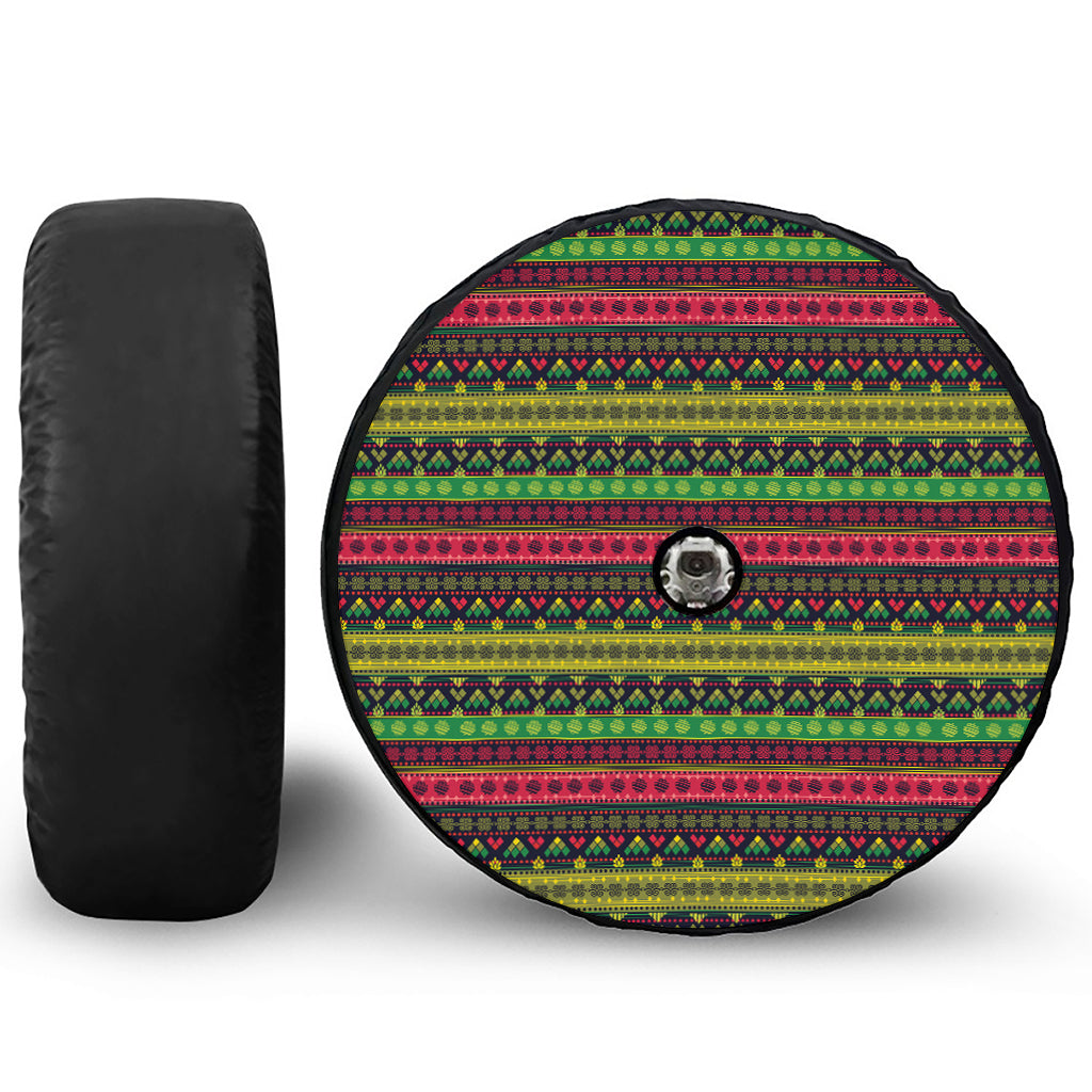 Native Indian Tribal Pattern Print Tire Cover With Camera Hole