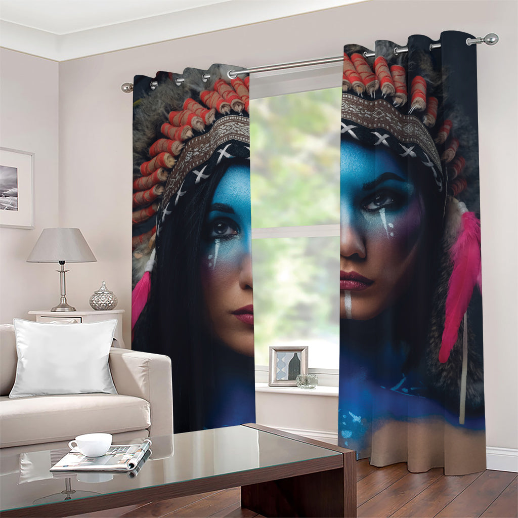 Native Indian Woman Portrait Print Grommet Curtains