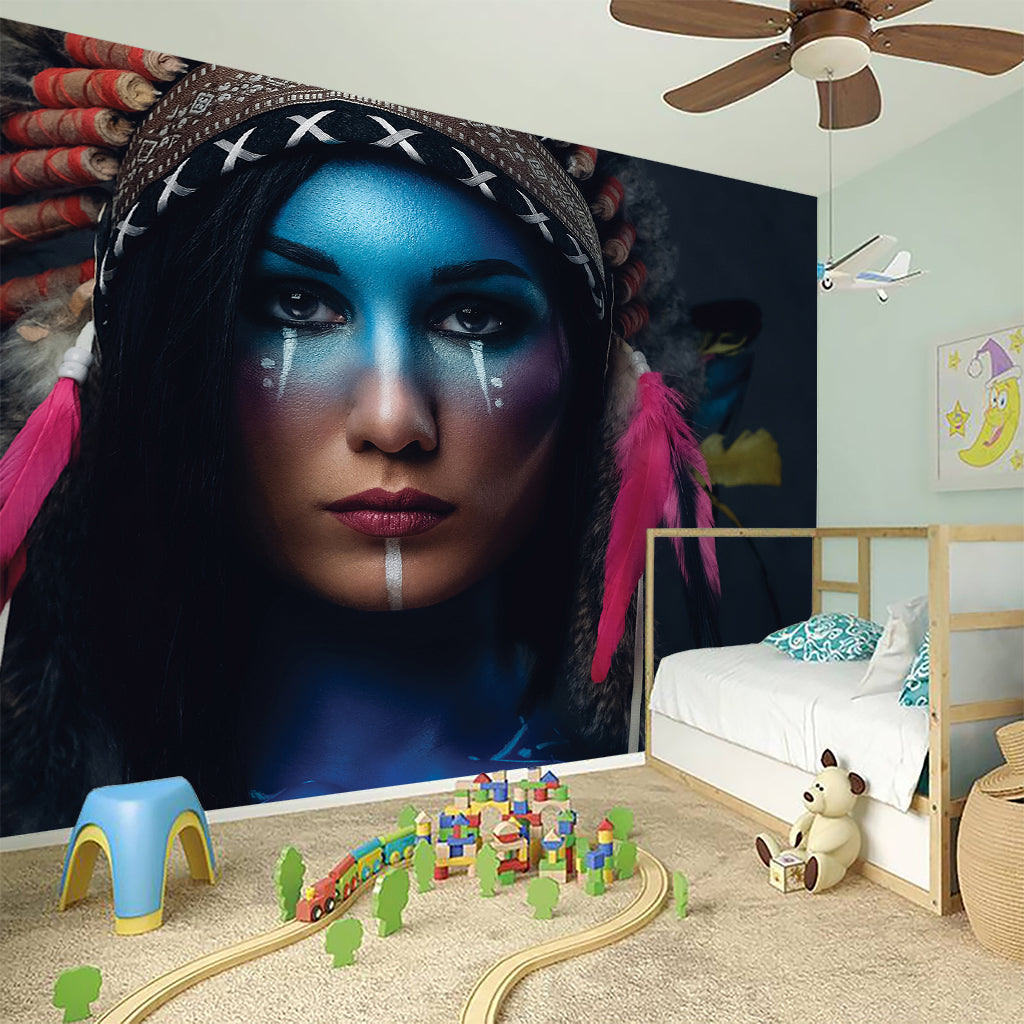 Native Indian Woman Portrait Print Wall Sticker