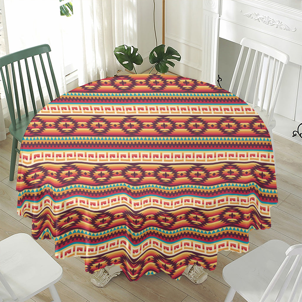 Native Inspired Pattern Print Waterproof Round Tablecloth