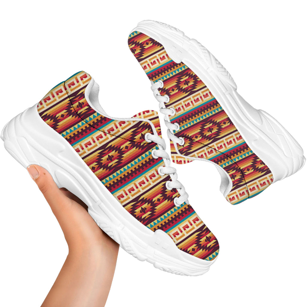 Native Inspired Pattern Print White Chunky Shoes