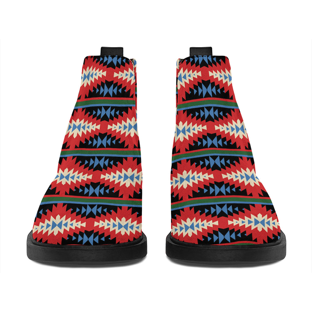 Native Navajo Pattern Print Flat Ankle Boots