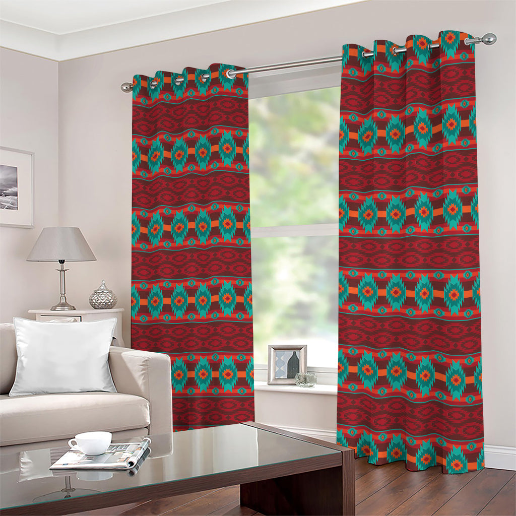 Native Southwestern Pattern Print Extra Wide Grommet Curtains