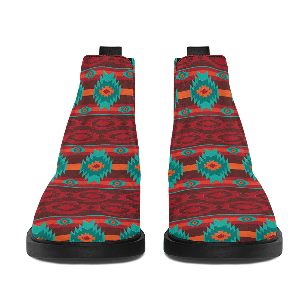 Native Southwestern Pattern Print Flat Ankle Boots