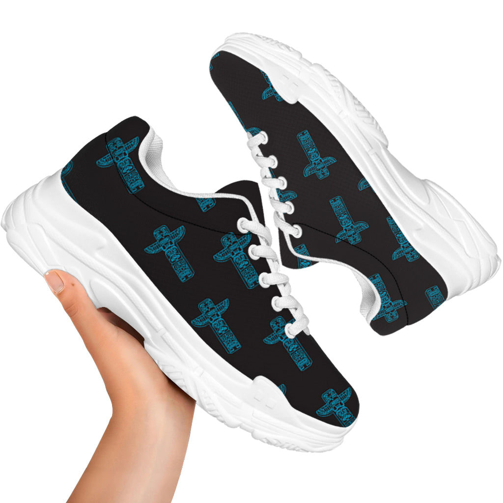 Native Totem Pattern Print White Chunky Shoes