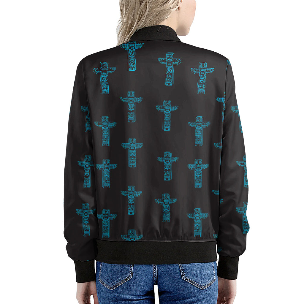 Native Totem Pattern Print Women's Bomber Jacket