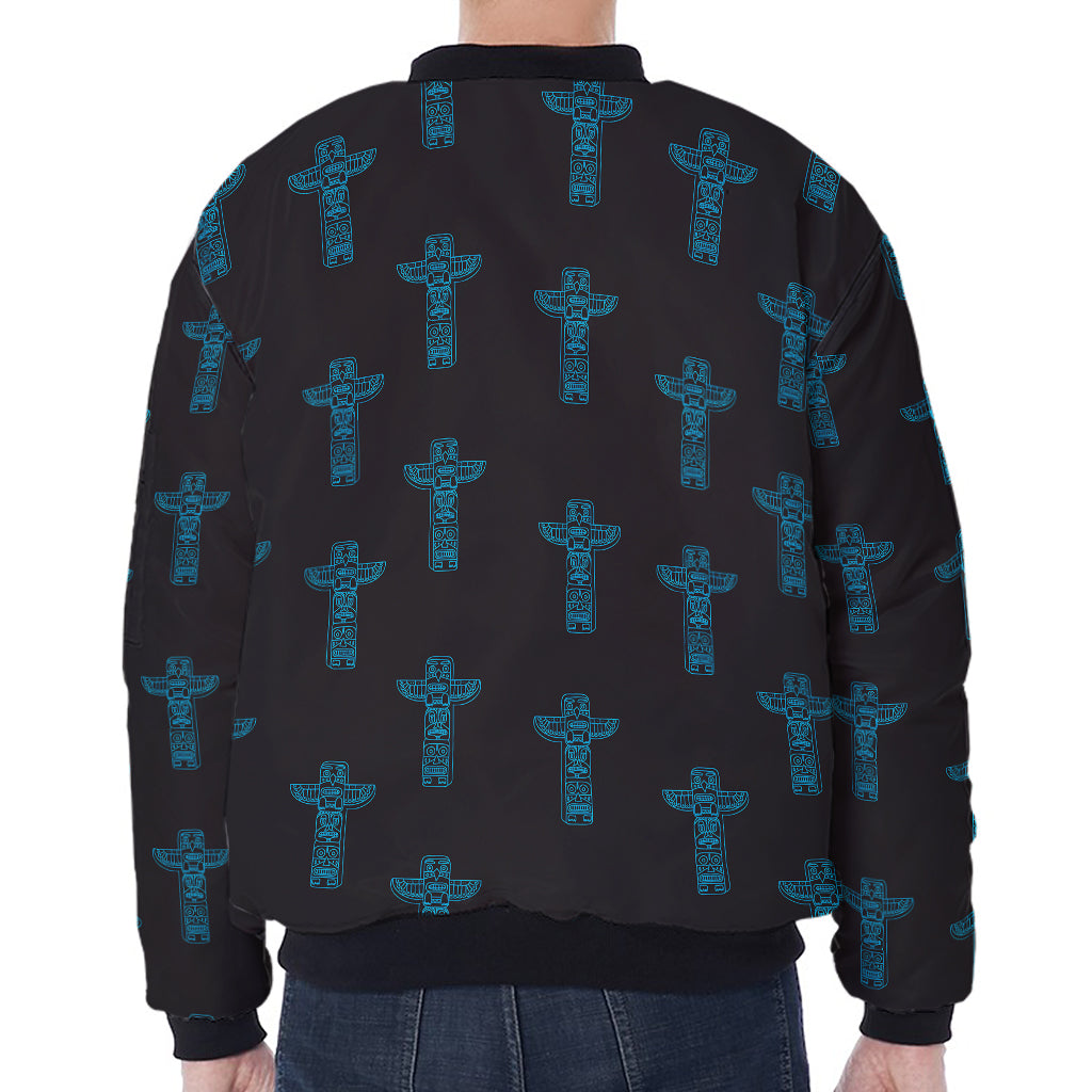Native Totem Pattern Print Zip Sleeve Bomber Jacket