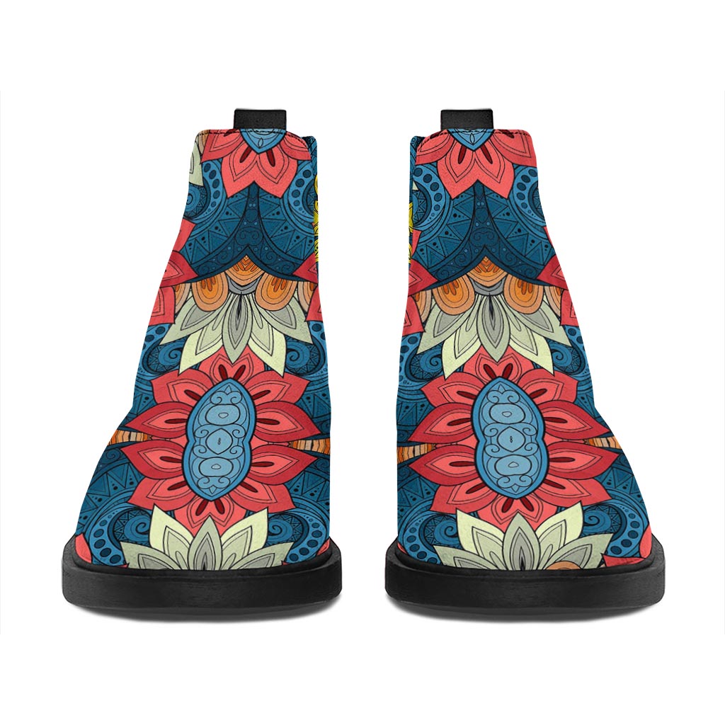 Native Tribal Bohemian Pattern Print Flat Ankle Boots