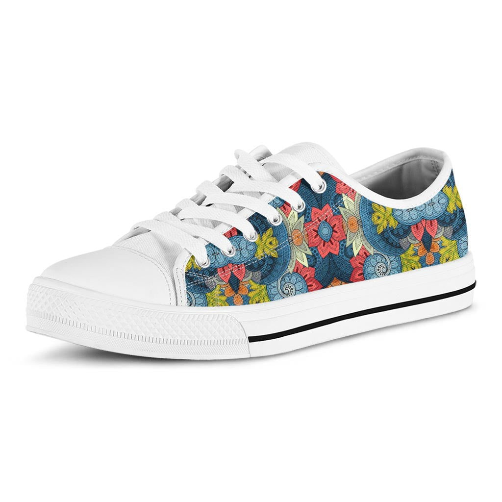Native Tribal Bohemian Pattern Print White Low Top Sneakers