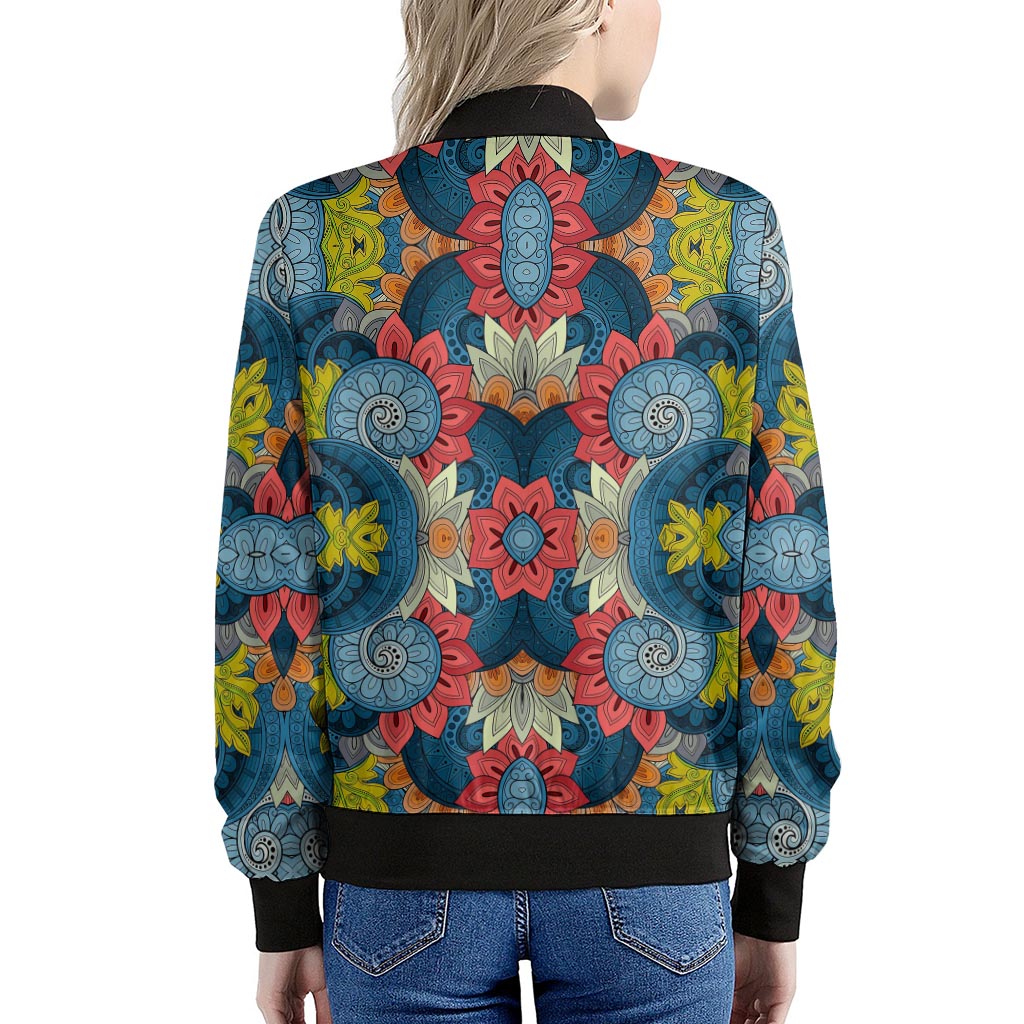 Native Tribal Bohemian Pattern Print Women's Bomber Jacket