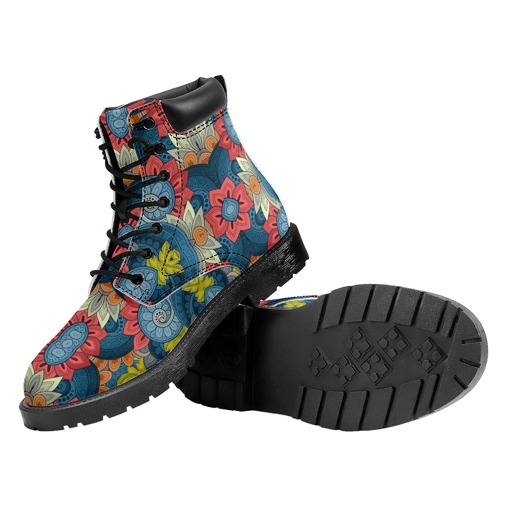 Native Tribal Bohemian Pattern Print Work Boots