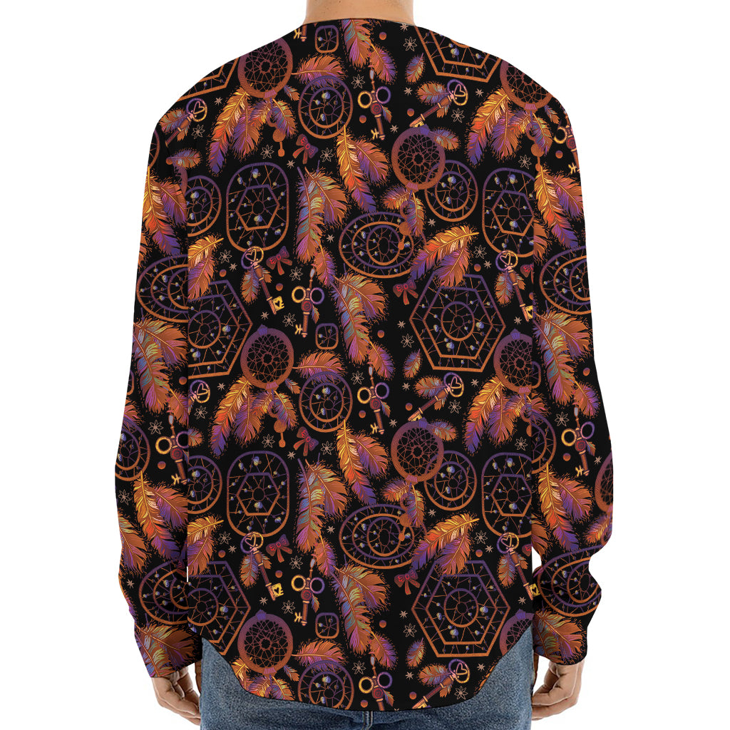 Native Tribal Dream Catcher Print Long Sleeve Baseball Jersey