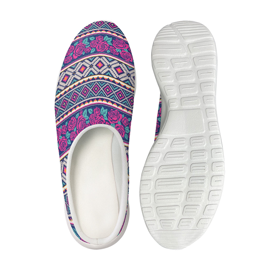 Native Tribal Ethnic Rose Pattern Print Mesh Casual Shoes