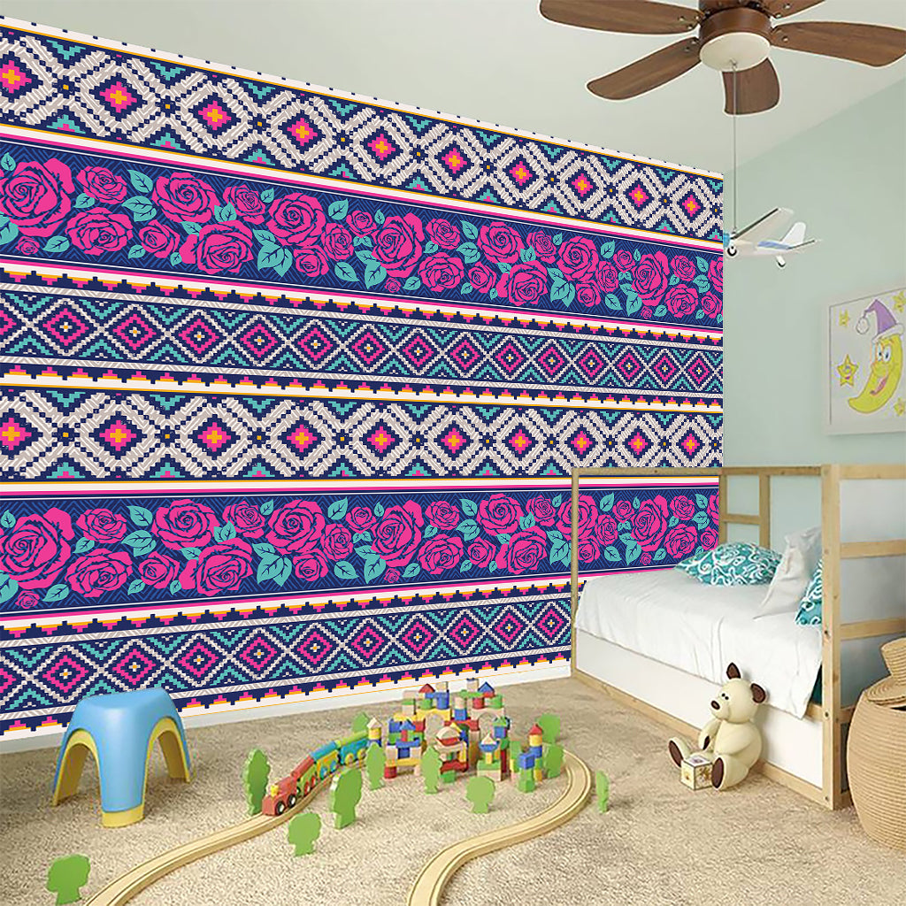 Native Tribal Ethnic Rose Pattern Print Wall Sticker