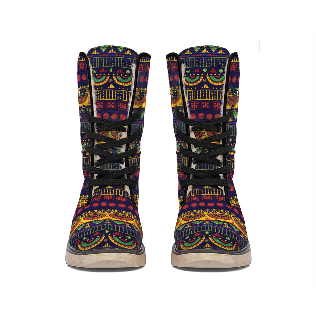 Native Tribal Indian Pattern Print Winter Boots