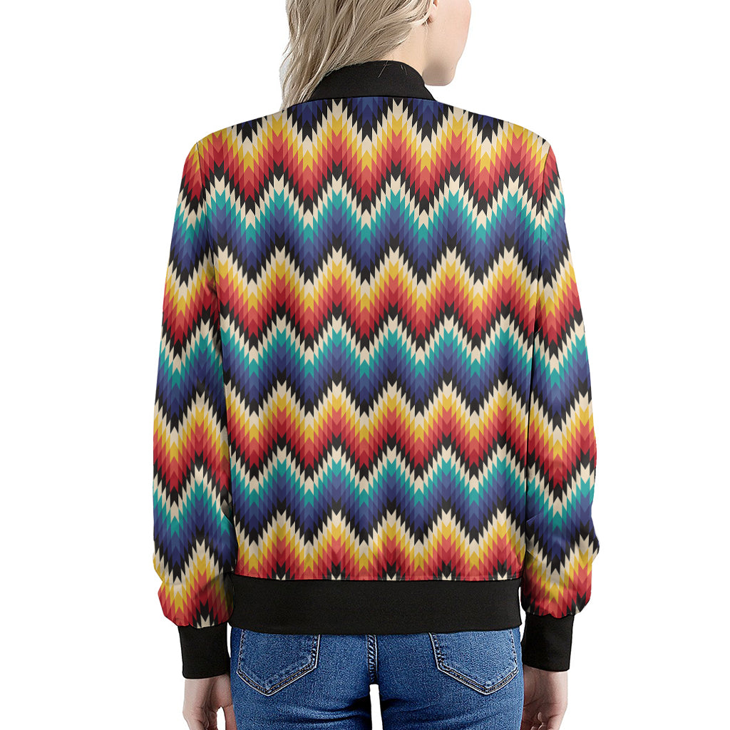 Native Tribal Inspired Pattern Print Women's Bomber Jacket
