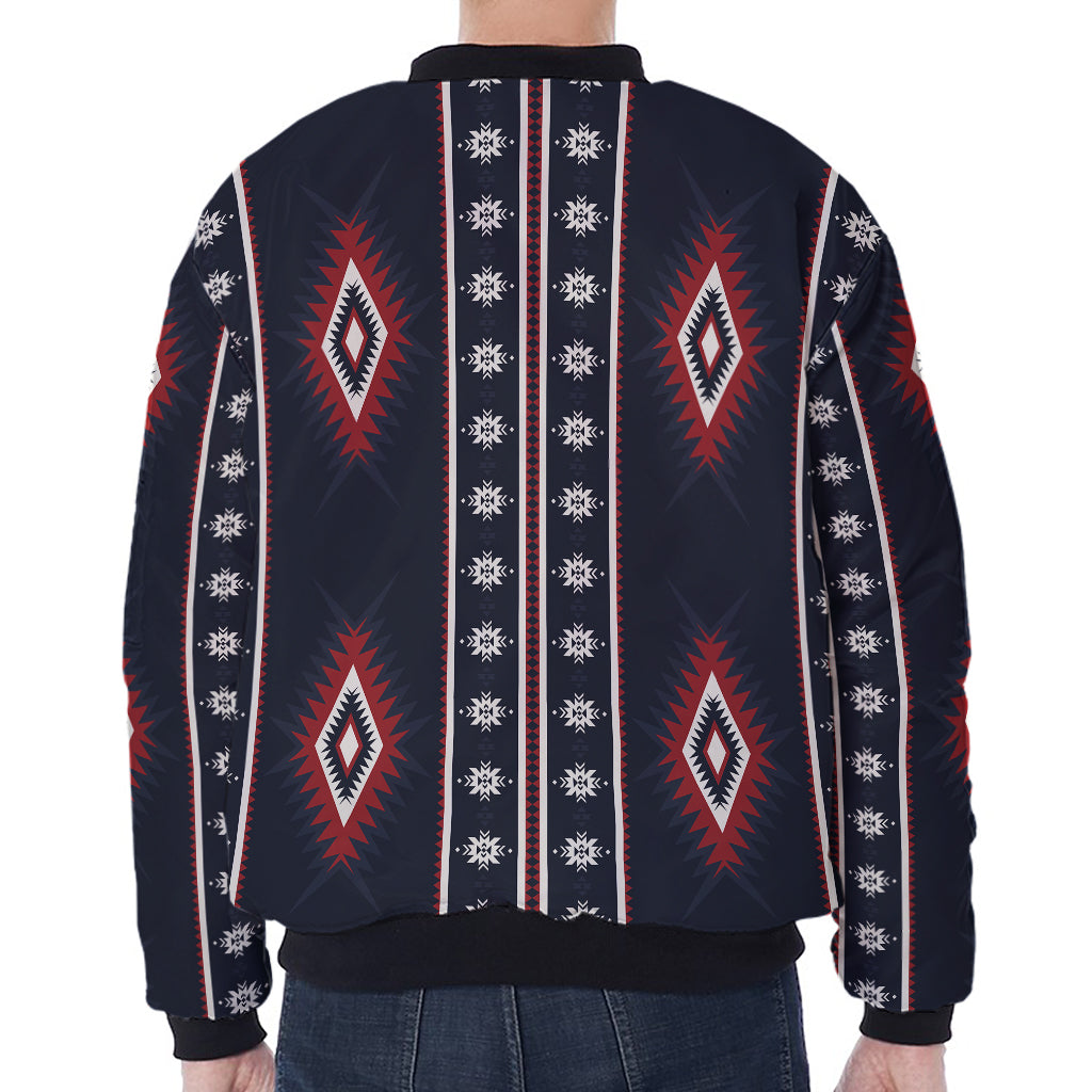 Native Tribal Navajo Pattern Print Zip Sleeve Bomber Jacket