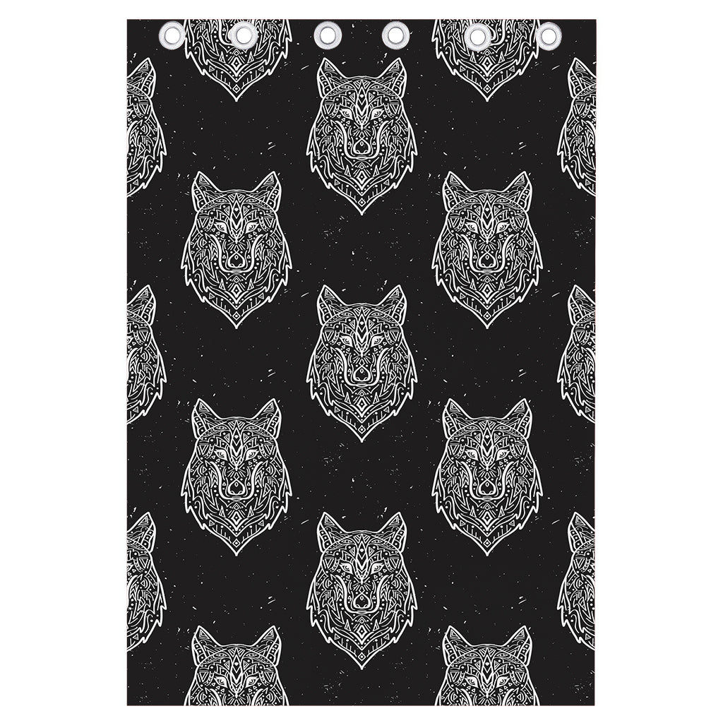 Native Tribal Wolf Pattern Print Curtain