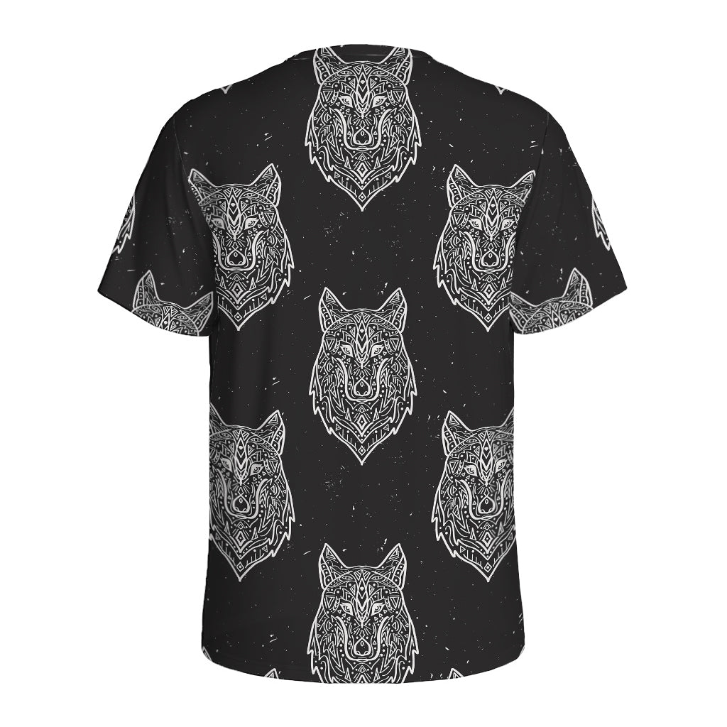 Native Tribal Wolf Pattern Print Men's Sports T-Shirt