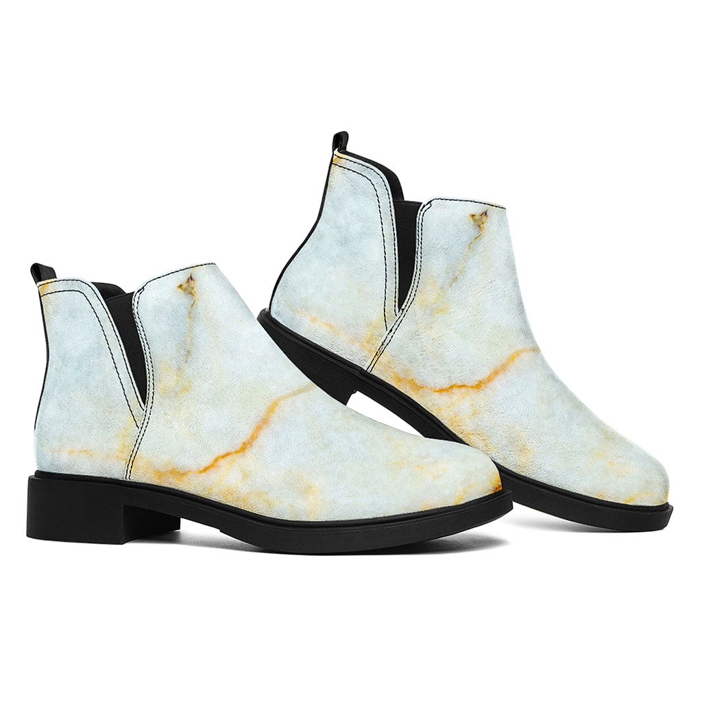 Natural Gold Marble Print Flat Ankle Boots