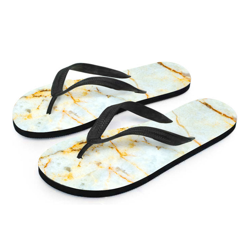 Natural Gold Marble Print Flip Flops