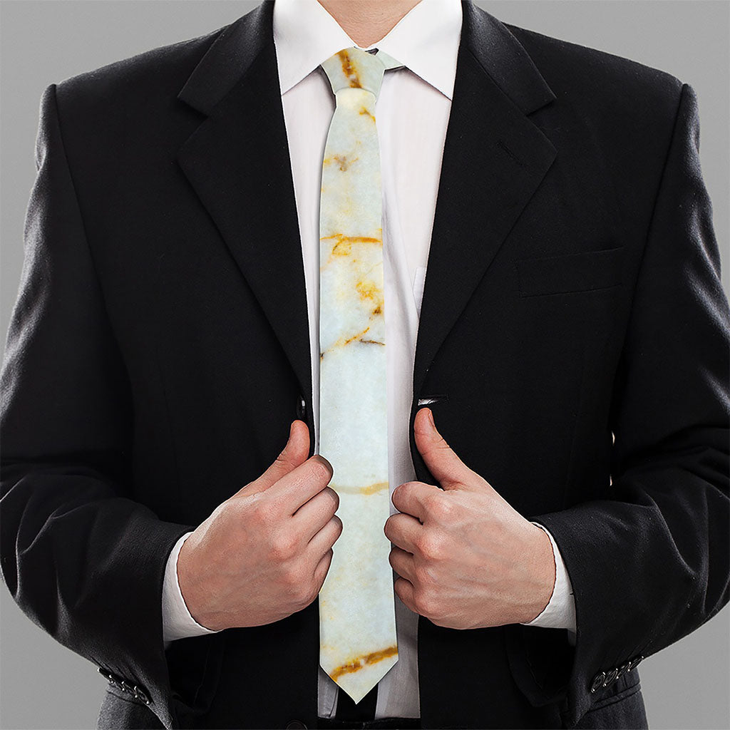 Natural Gold Marble Print Necktie