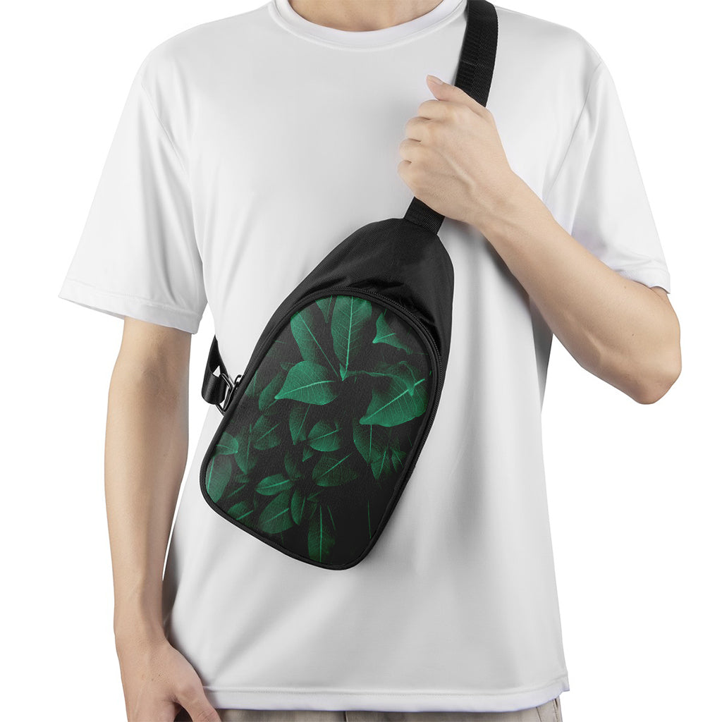 Natural Green Leaf Print Chest Bag