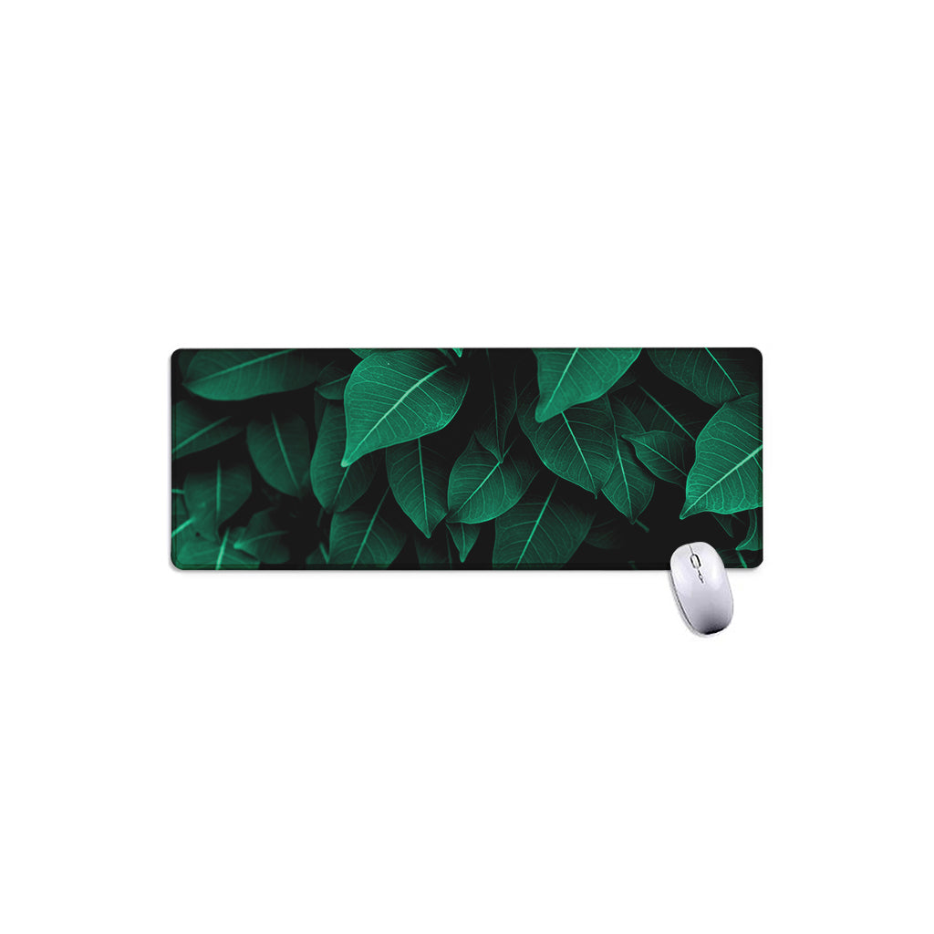 Natural Green Leaf Print Extended Mouse Pad