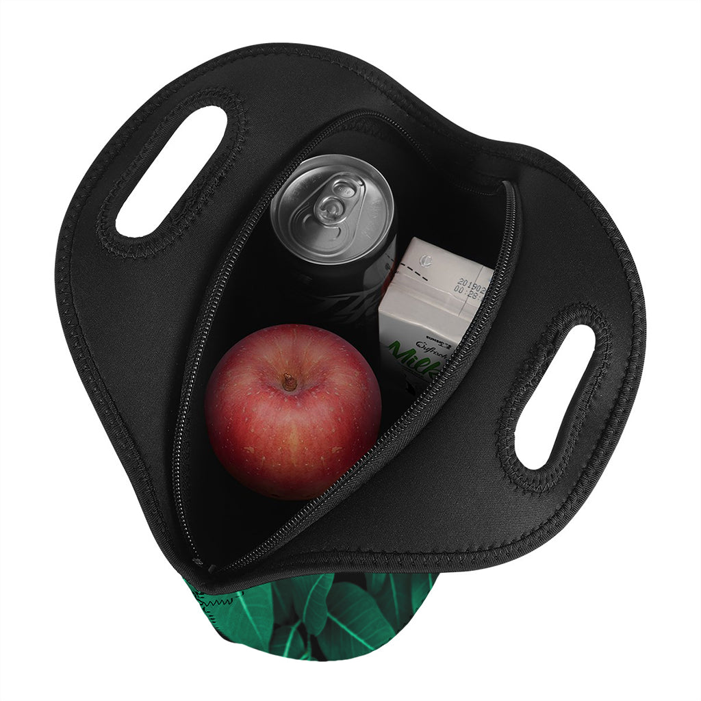 Natural Green Leaf Print Neoprene Lunch Bag