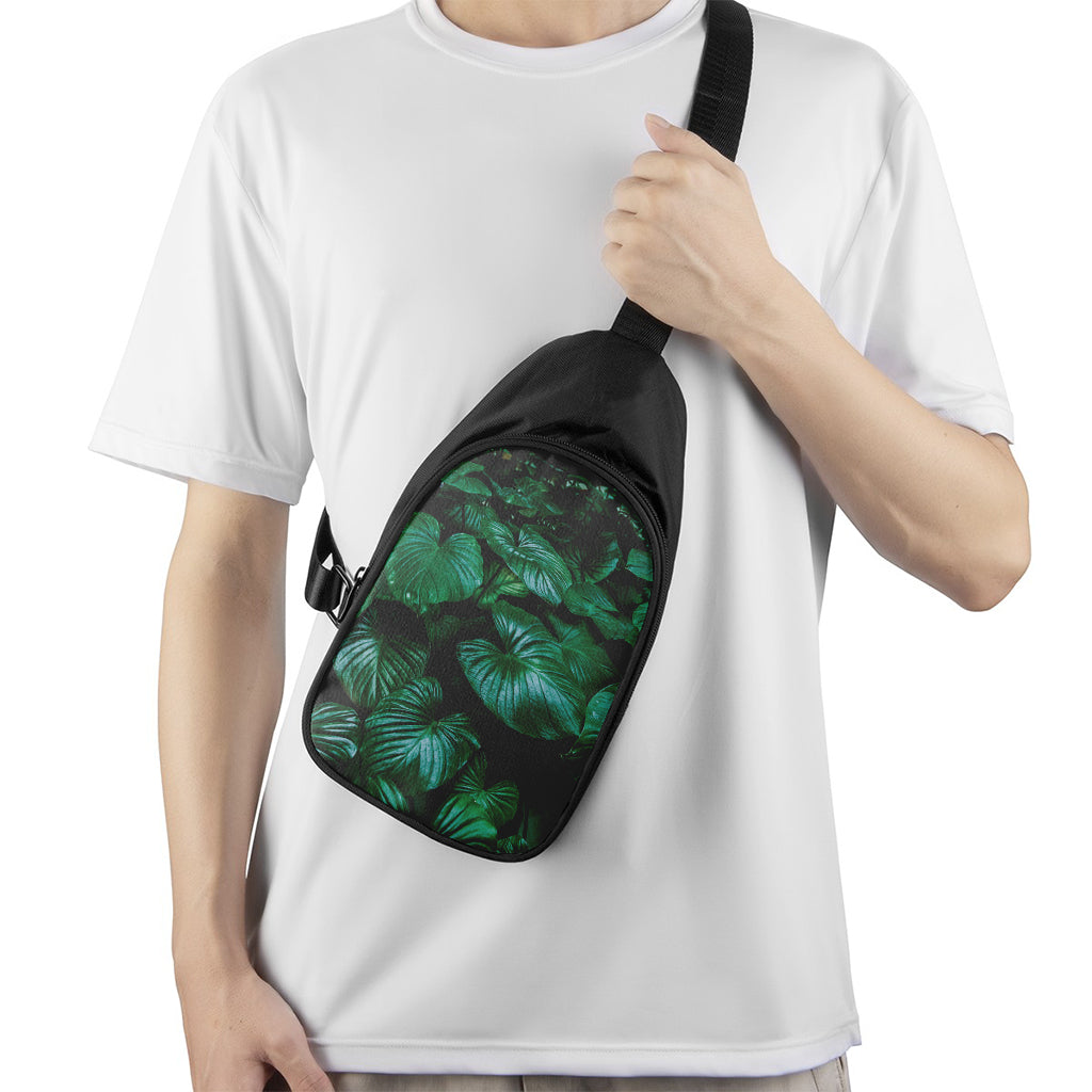 Natural Tropical Leaf Print Chest Bag