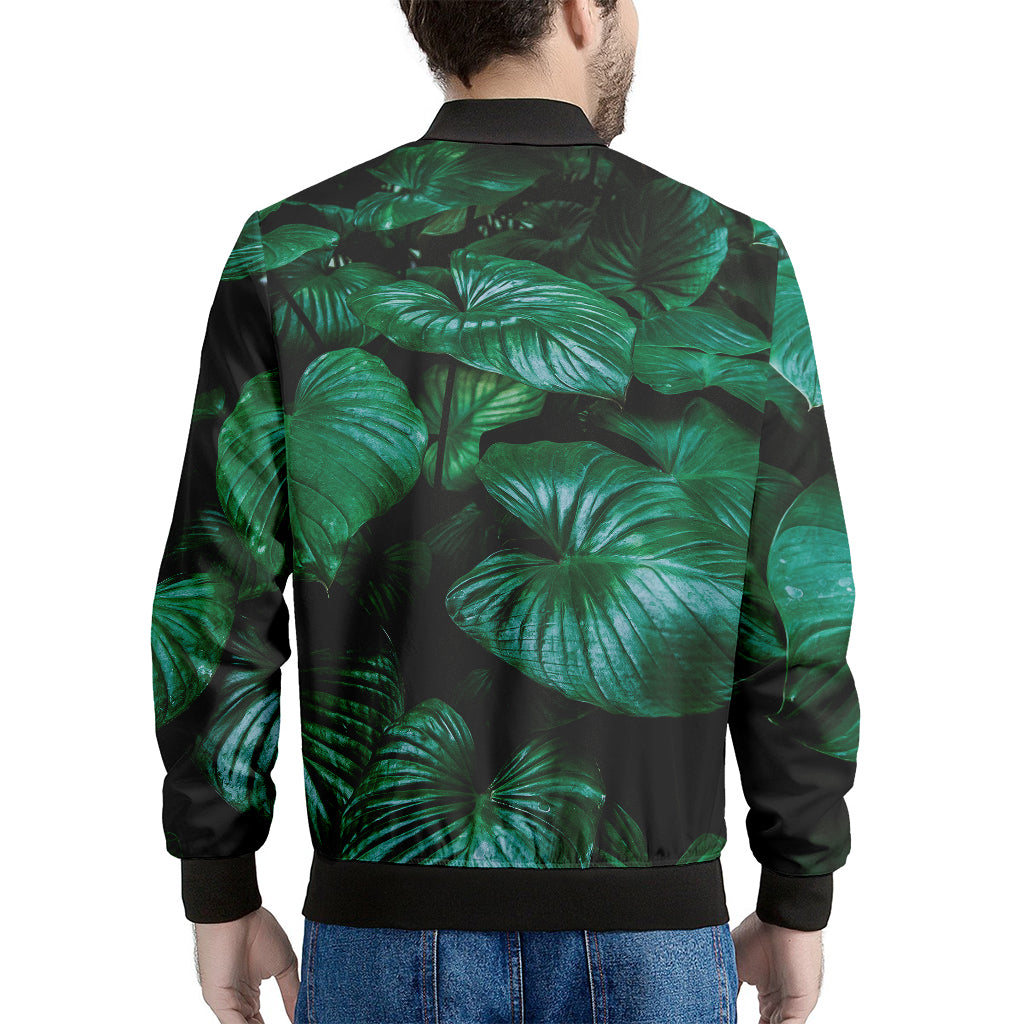 Natural Tropical Leaf Print Men's Bomber Jacket