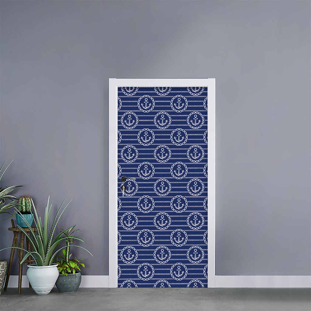 Nautical Anchor Pattern Print Door Sticker