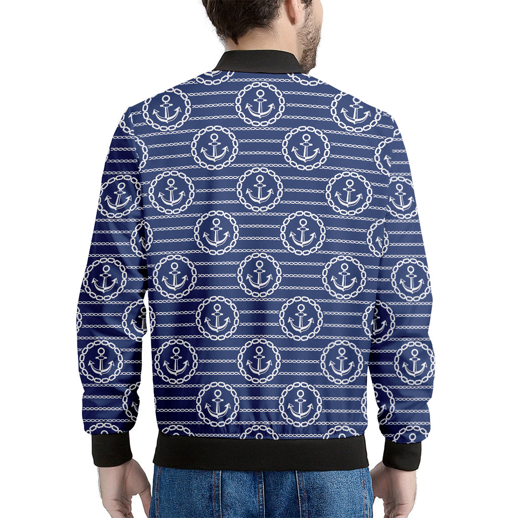 Nautical Anchor Pattern Print Men's Bomber Jacket