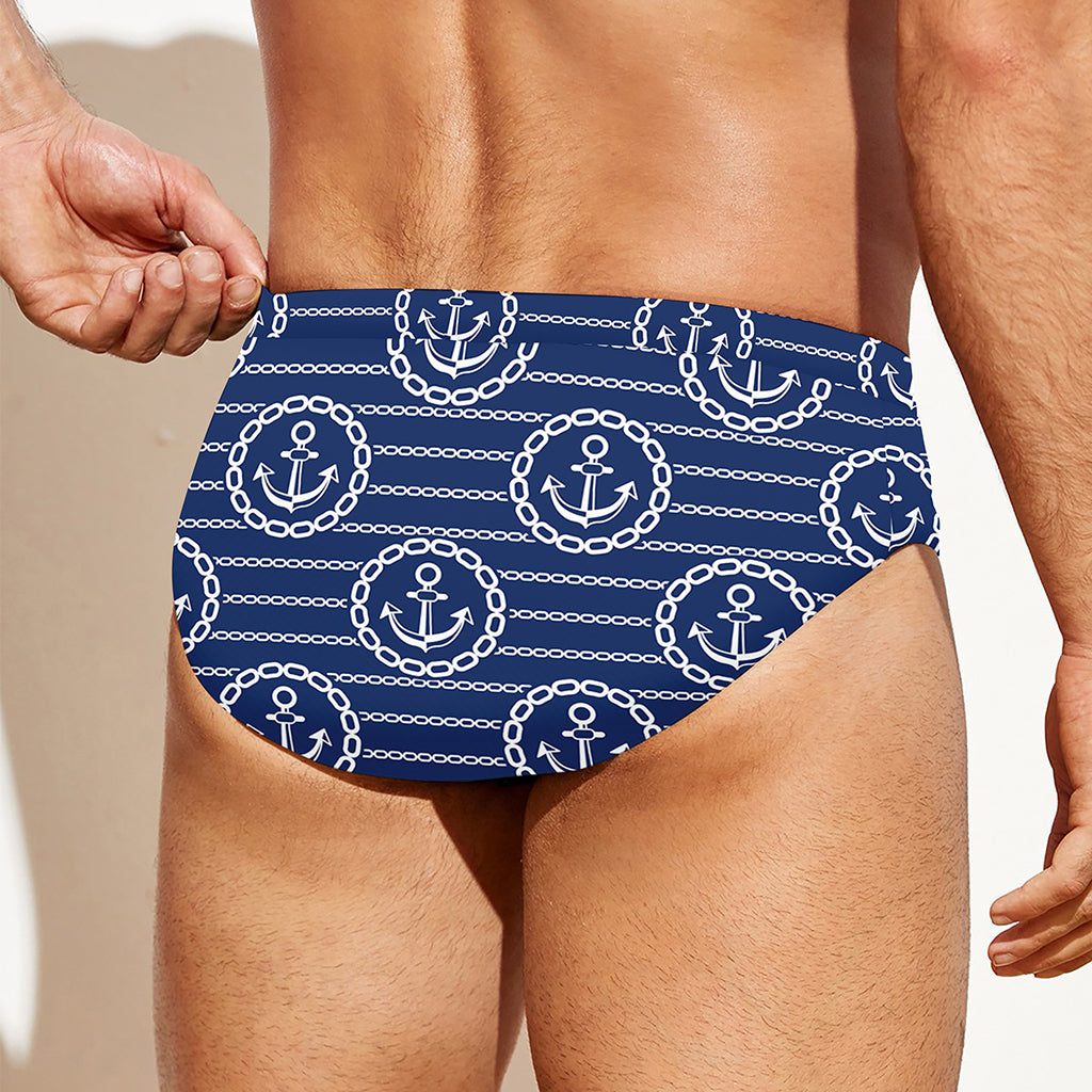 Nautical Anchor Pattern Print Men's Swim Briefs