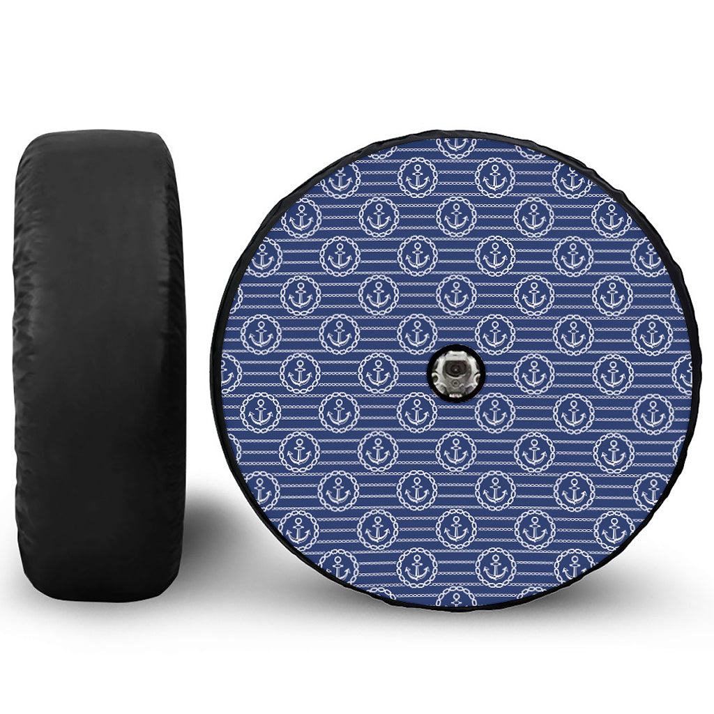 Nautical Anchor Pattern Print Tire Cover With Camera Hole