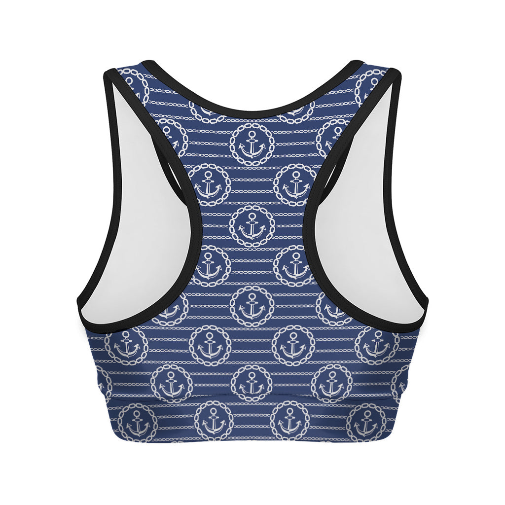 Nautical Anchor Pattern Print Women's Sports Bra