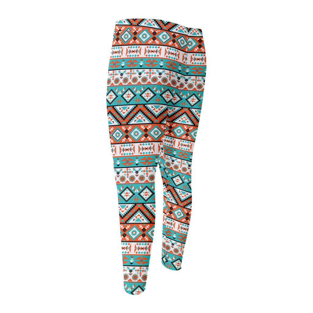 Navajo Geometric Pattern Print Men's Compression Pants