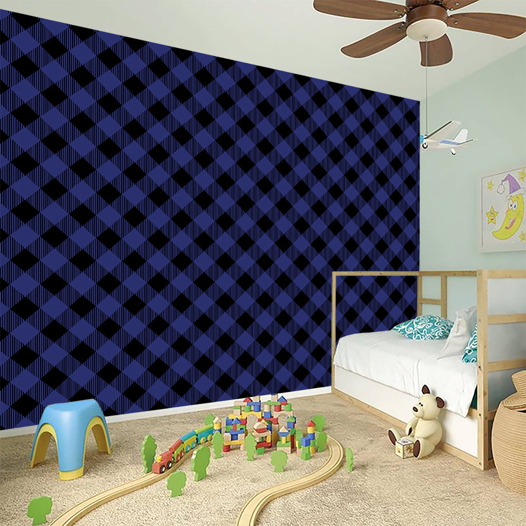 Navy And Black Buffalo Plaid Print Wall Sticker