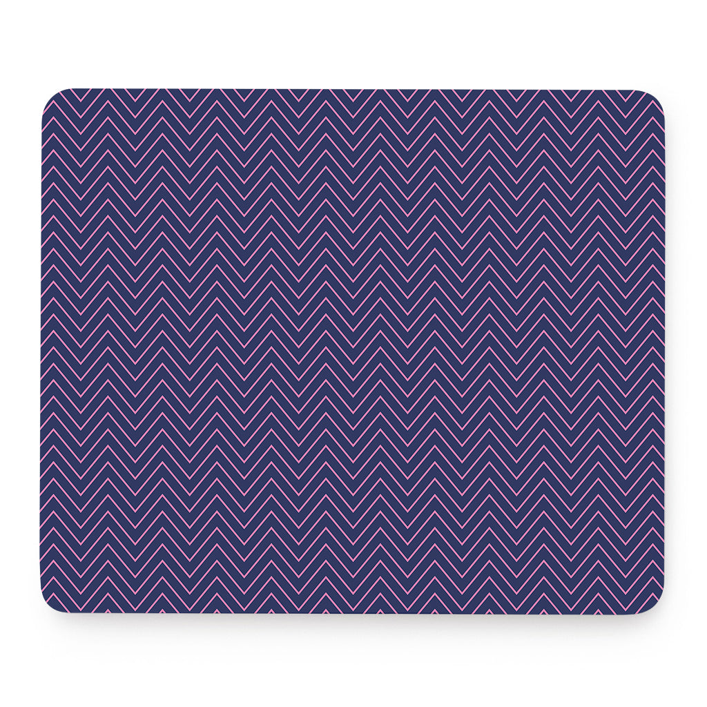 Navy And Pink Zigzag Pattern Print Mouse Pad