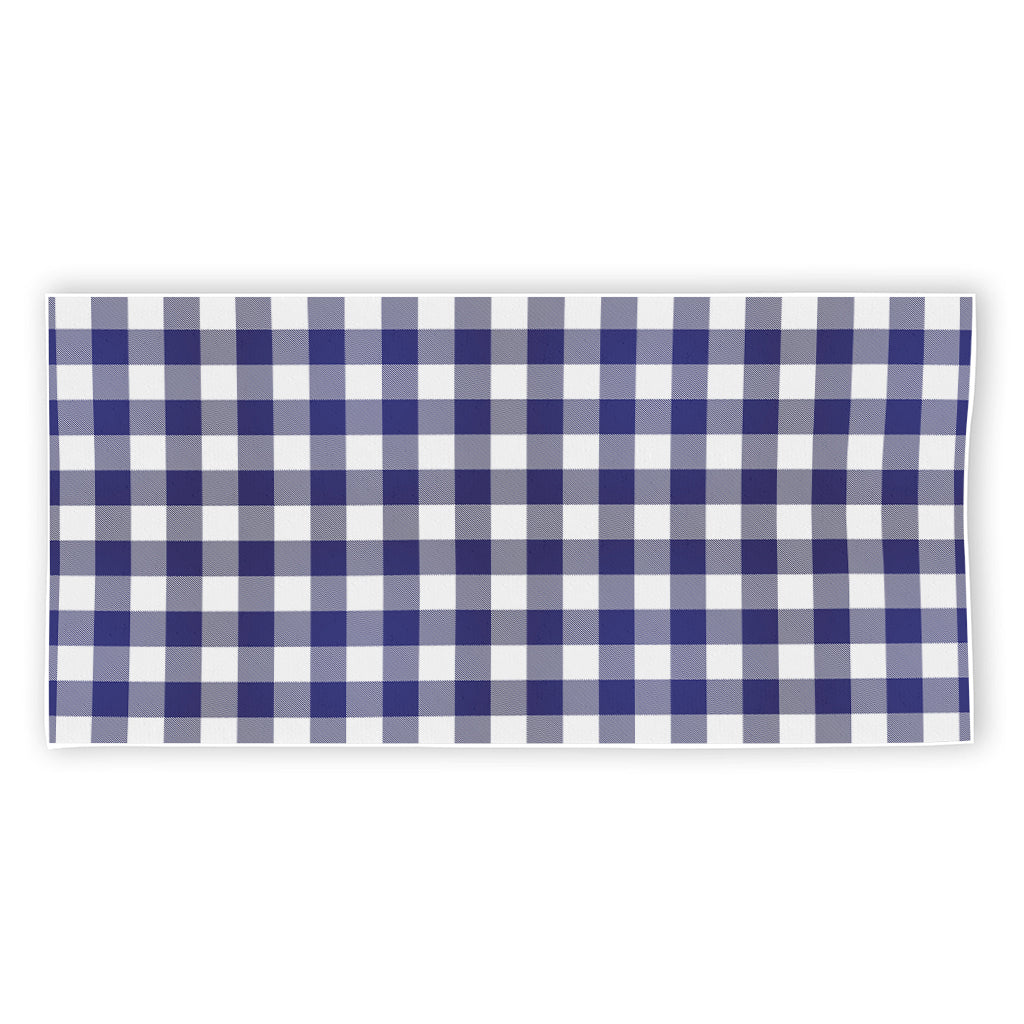 Navy And White Buffalo Check Print Beach Towel