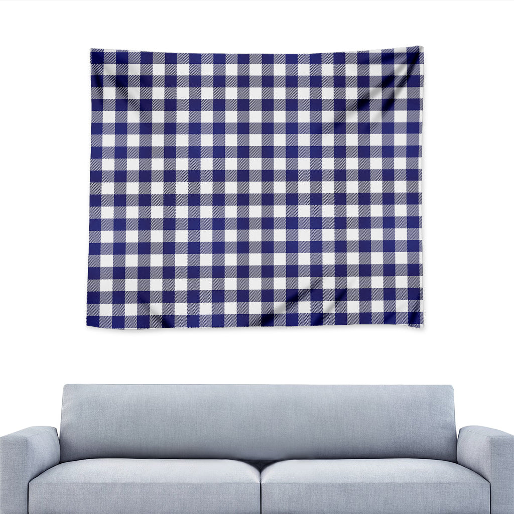 Navy And White Buffalo Check Print Tapestry