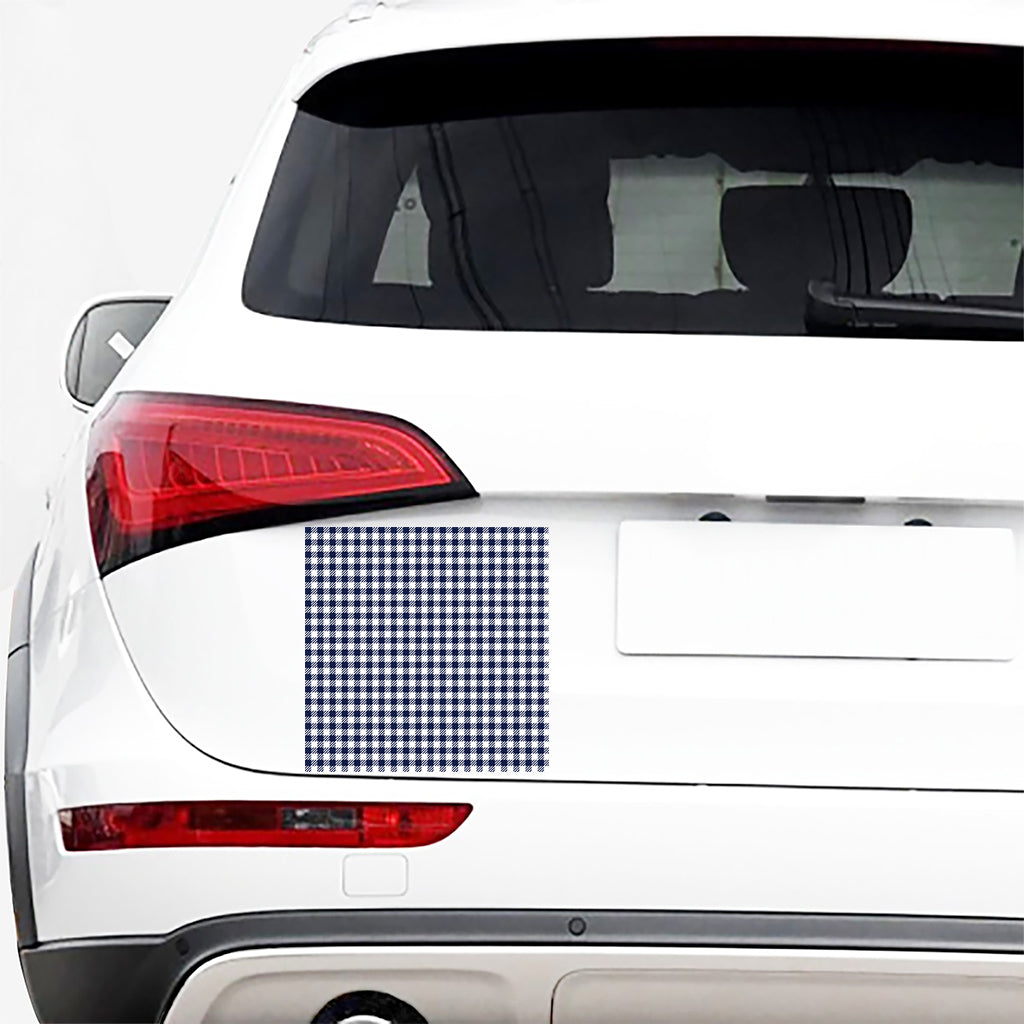 Navy And White Gingham Pattern Print Car Sticker