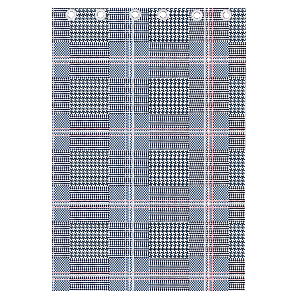 Navy And White Glen Plaid Print Curtain