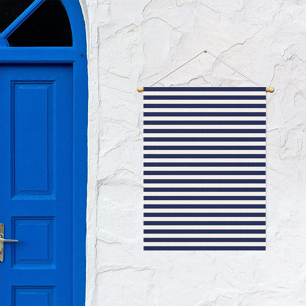Navy And White Striped Pattern Print Garden Flag
