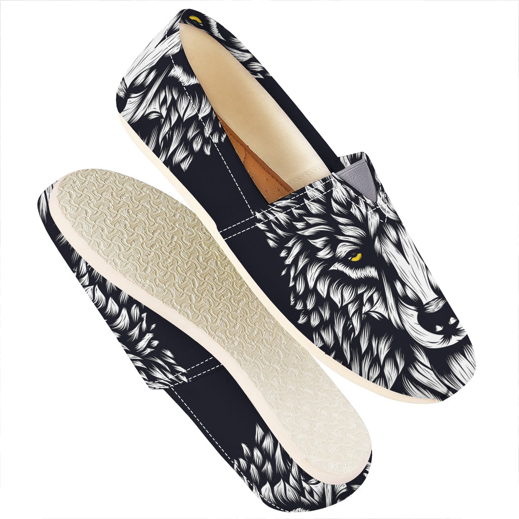 Navy And White Wolf Print Casual Shoes